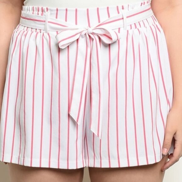 Plus Size Pink Pinstriped Shorts▪︎2x - Picture 4 of 9